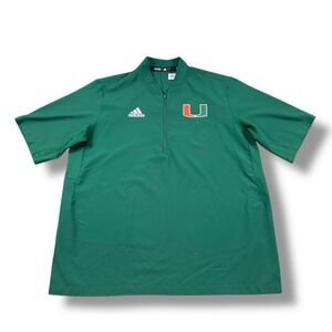Adidas Miami Hurricanes Team Issued 1/4 Zip Coaches Jacket Mens Large EUC